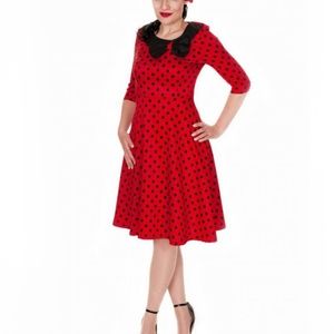 Gothic Punk Emo Style Polka Dot Swing Party Dress
